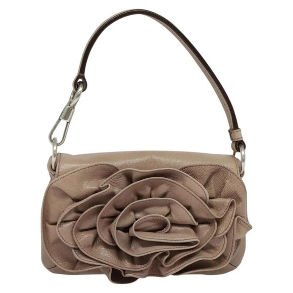 SAINT LAURENT Accessory Pouch Leather Beige Silver Auth - Picture 2 of 16